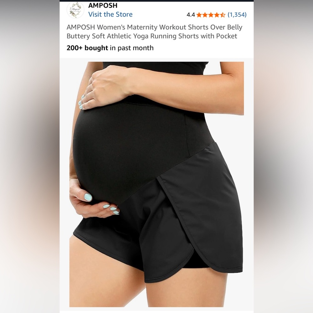 Black maternity athletic shorts